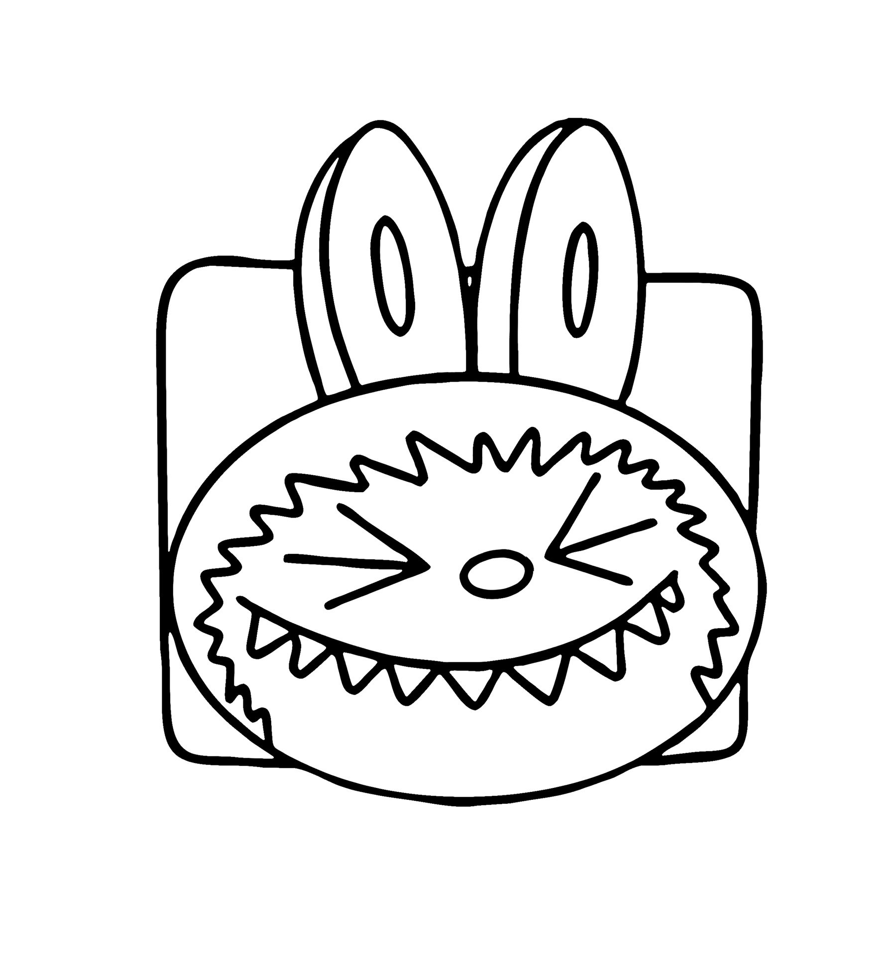 Happy Labubu smiling, line art for coloring